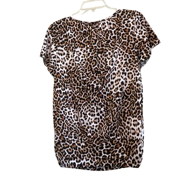 AB STUDIO JAGUAR ANIMAL PRINT TOP Size S Cream Black Brown - Picture 9 of 12